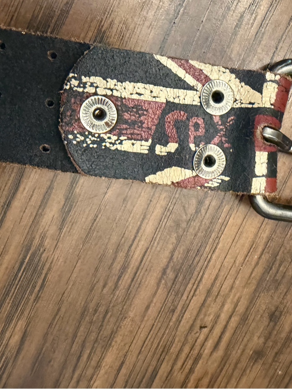 Sex Pistols Bravado distressed men’s  Leather Belt with Distressed Union Jack. L - Picture 8 of 10